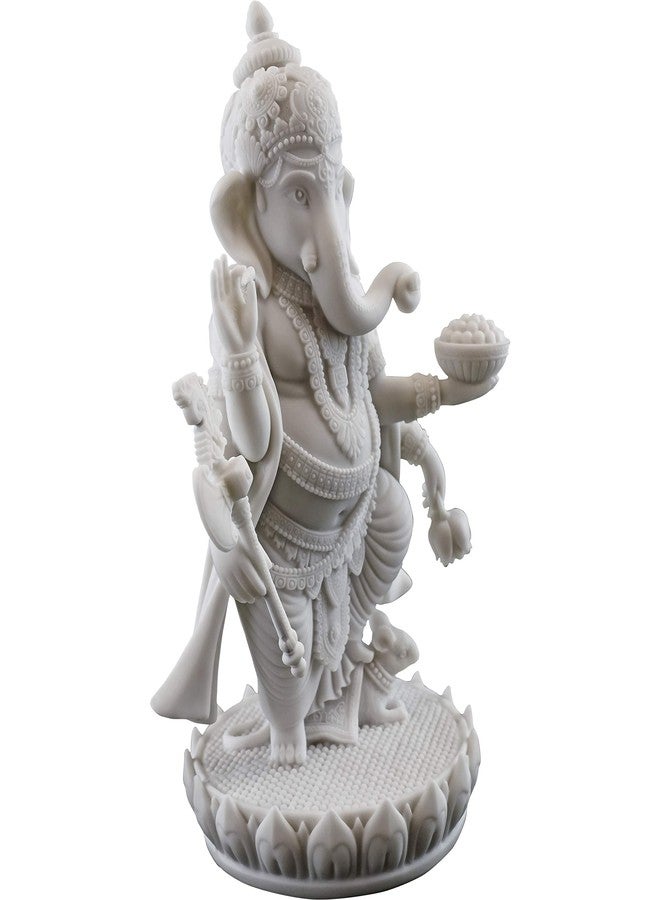 Top Collection 7.5" H 4.75" Standing Ganesh Statue in White Marble Finish - Hindu Lord of Success Sculpture - Image 4